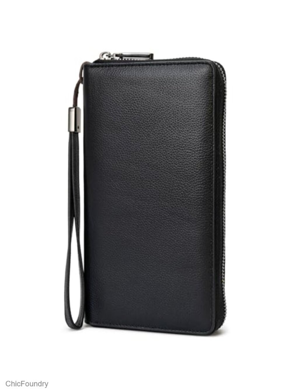 RFID Blocking Leather Zip Around Wallet Large Capacity Wristlet Travel Purse